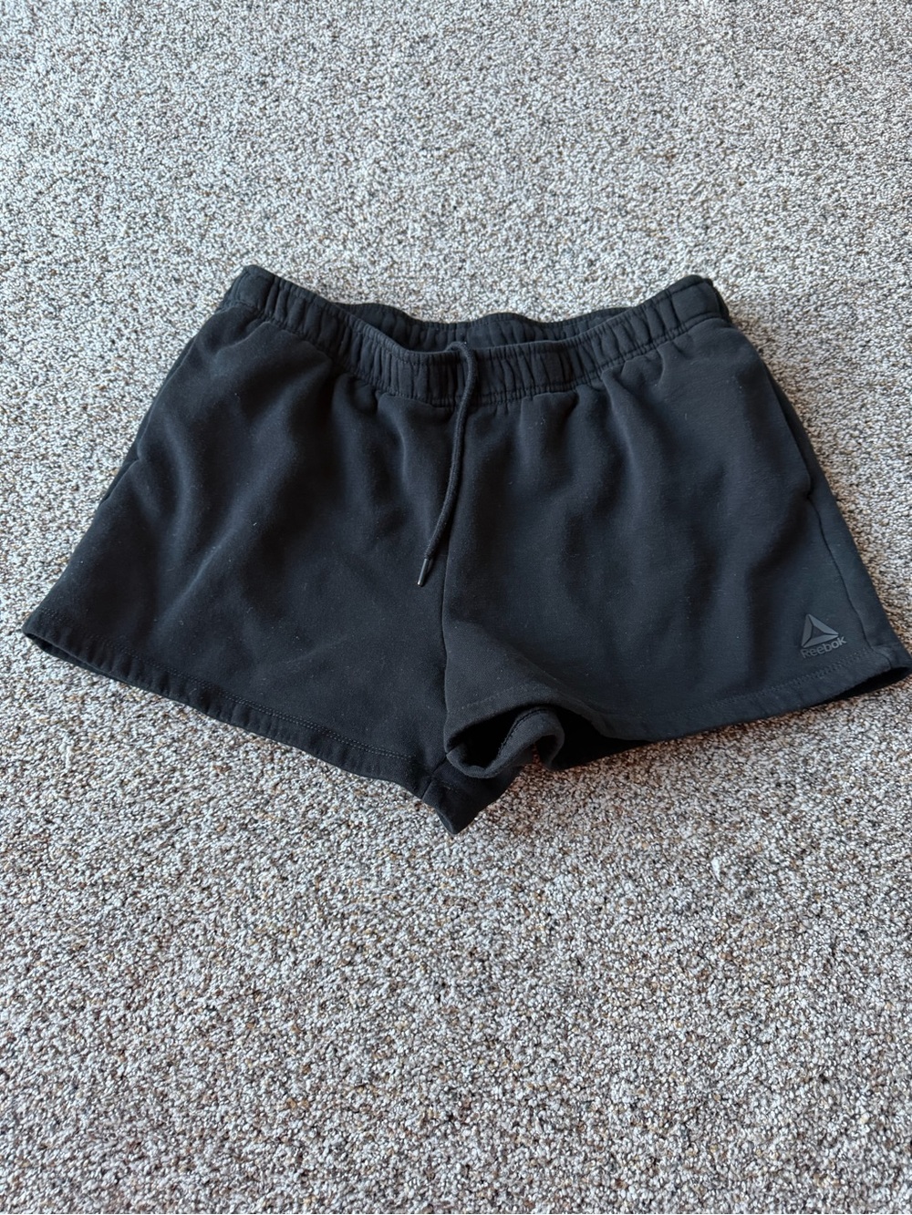 Reebok Womens XL Black Fleece Sweat Shorts Drawstring Pockets Athletic Lounge